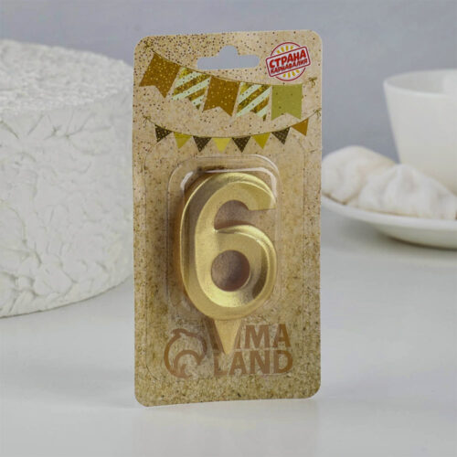 Свеча в торт «Грань», цифра «6»