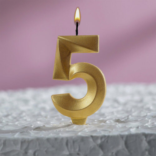 Свеча в торт «Грань», цифра «5»