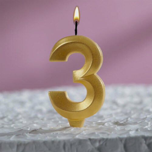 Свеча в торт «Грань», цифра «3»