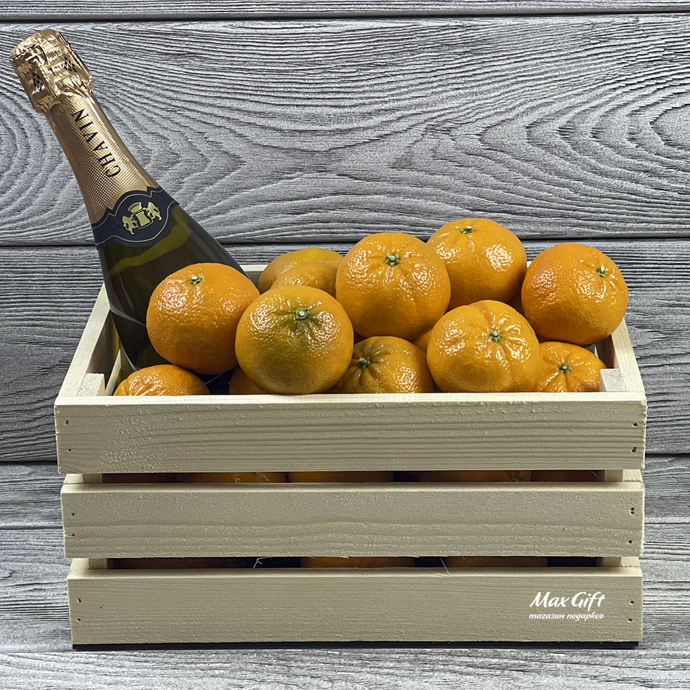 Подарочный набор с фруктами «Ящик с мандаринами»