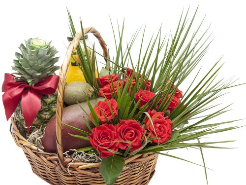 Подарочная корзина с цветами «Пальмовая симфония»