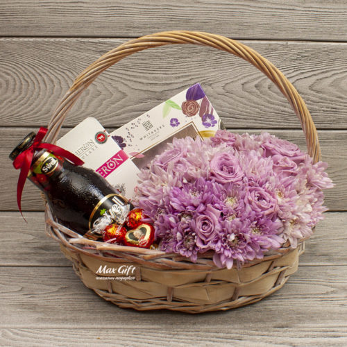 Подарочная корзина с цветами «Мираж»